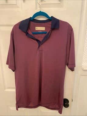 Men's Burgundy Stripe Polo Shirt Donald Ross